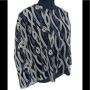 New with tags C & M Collection sheer embellished black and gold top, sz XL